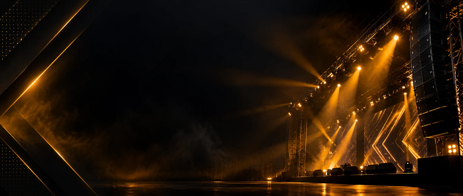 Amber lighting across a concert stage